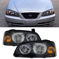SUPAPRO Black Halogen Headlights w/o Bulbs for 04-06 Hyundai Elantra
