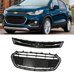 SUPAPRO Front Upper Lower Grille Grill Black & Chrome for 17-20 Chevrolet Trax