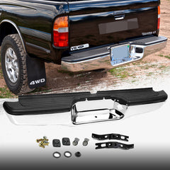 SUPAPRO Chrome Steel Rear Step Bumper Assembly for 1995-2004 Toyota Tacoma