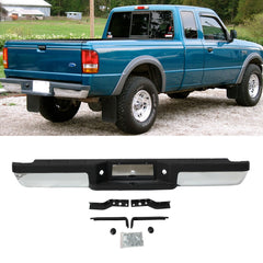 Chrome Steel Rear Step Bumper Assembly for 1993-2011 Ford Ranger Fleetside