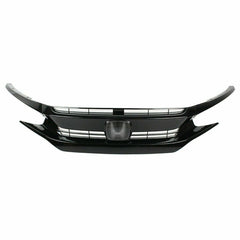 SUPAPRO Gloss Black Front Bumper Grille w/Chrome Emblem for 16-18 Honda Civic