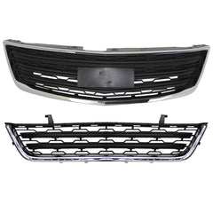 SUPAPRO Black Chrome Front Upper & Lower Grille Grill for 13-17 Chevy Traverse