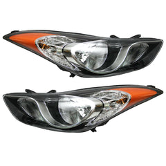 SUPAPRO Halogen Headlights Assembly Headlamps for 11-13 Hyundai Elantra