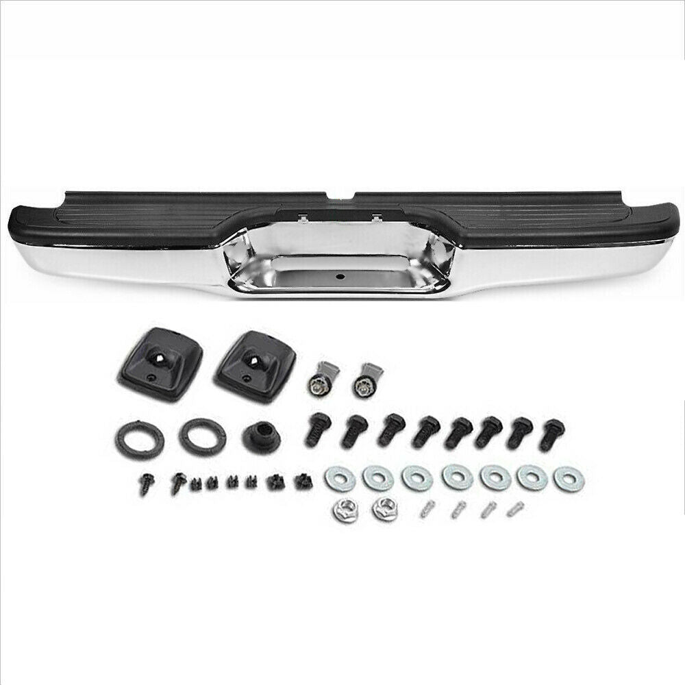 SUPAPRO Chrome Steel Rear Step Bumper Assembly for 1995-2004 Toyota Tacoma