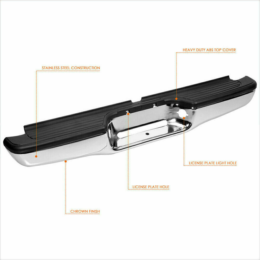 SUPAPRO Chrome Steel Rear Step Bumper Assembly for 1995-2004 Toyota Tacoma