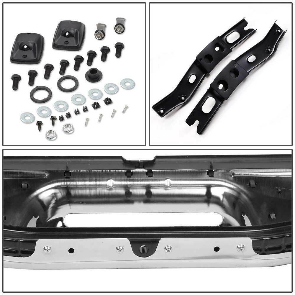 SUPAPRO Chrome Steel Rear Step Bumper Assembly for 1995-2004 Toyota Tacoma